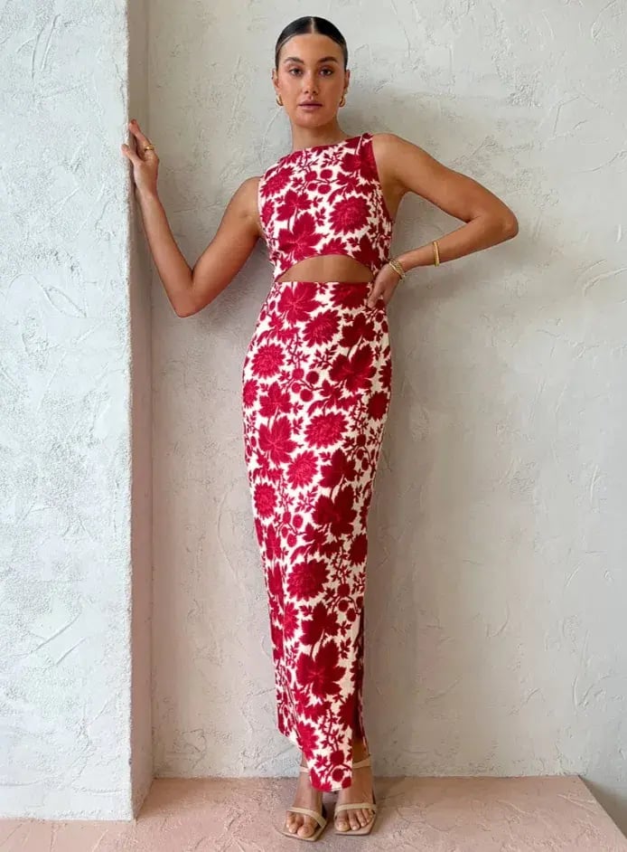 Sir the Label Cinta Cut Out Midi Dress Valentina Floral Print Size 6 photo 2