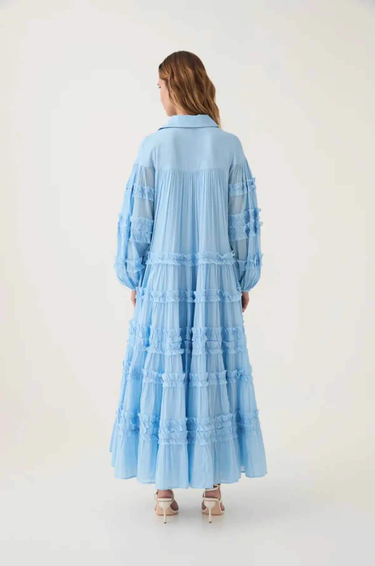 Aje Pastiche Tiered Maxi Dress Powder Blue Size AU 14 photo 3