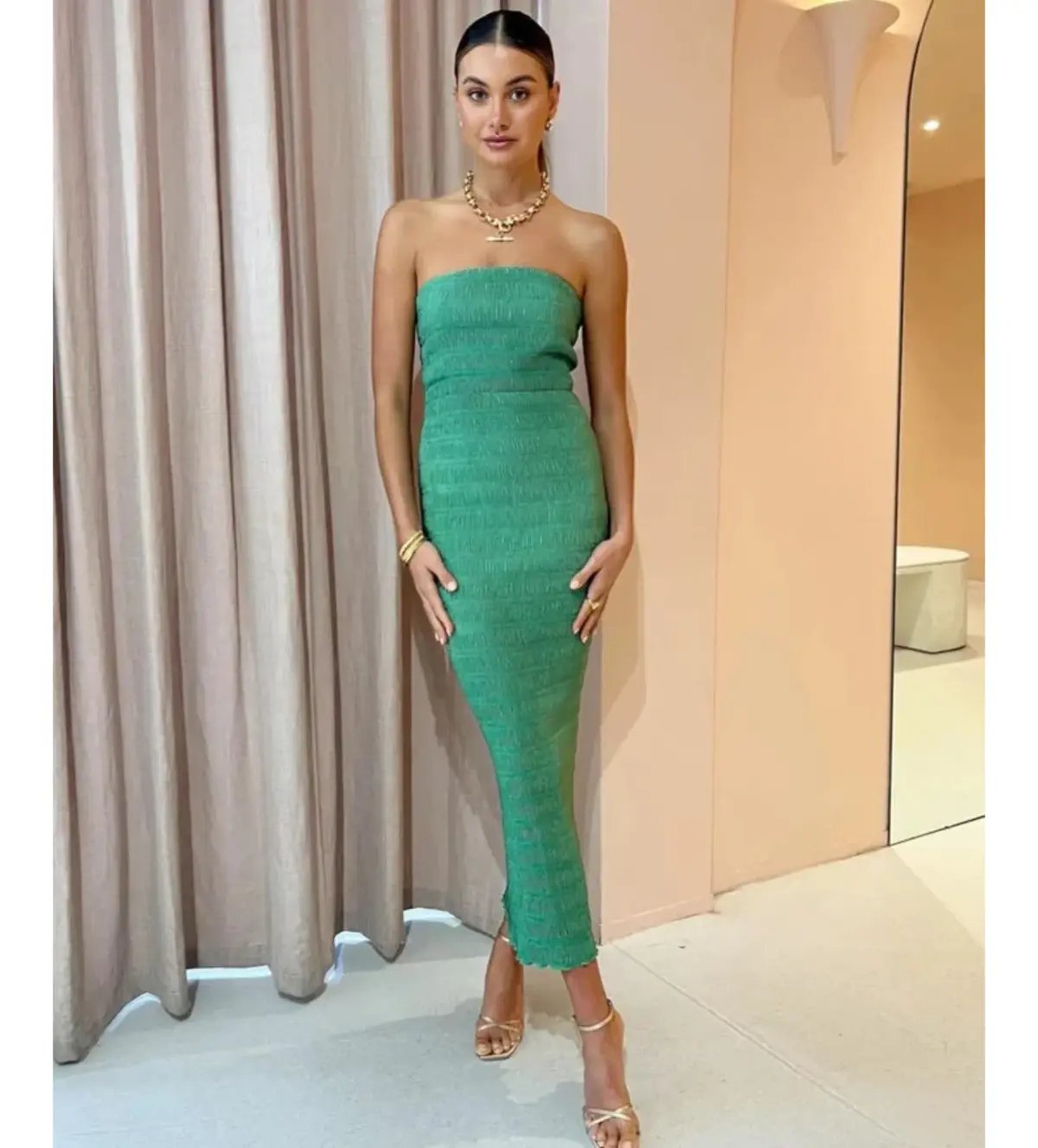 L'Idee Aurore Midi Dress Sea Green Size AU 8 photo 2