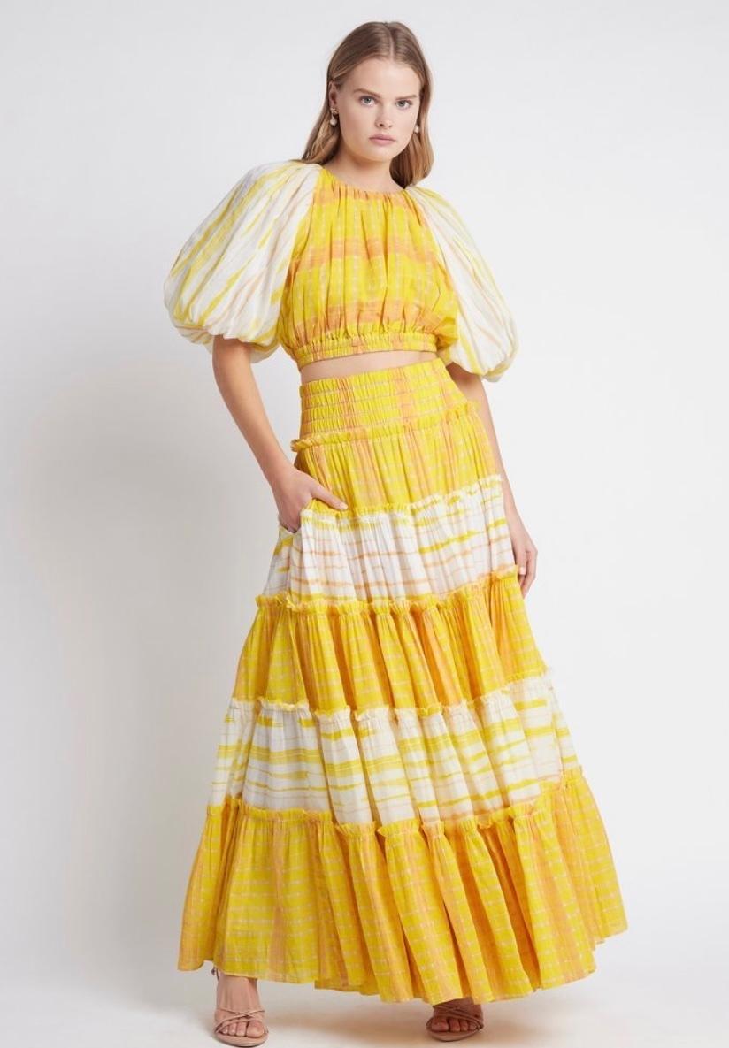 Aje Wilderness Tiered Cotton Maxi Skirt Size 8 photo 2