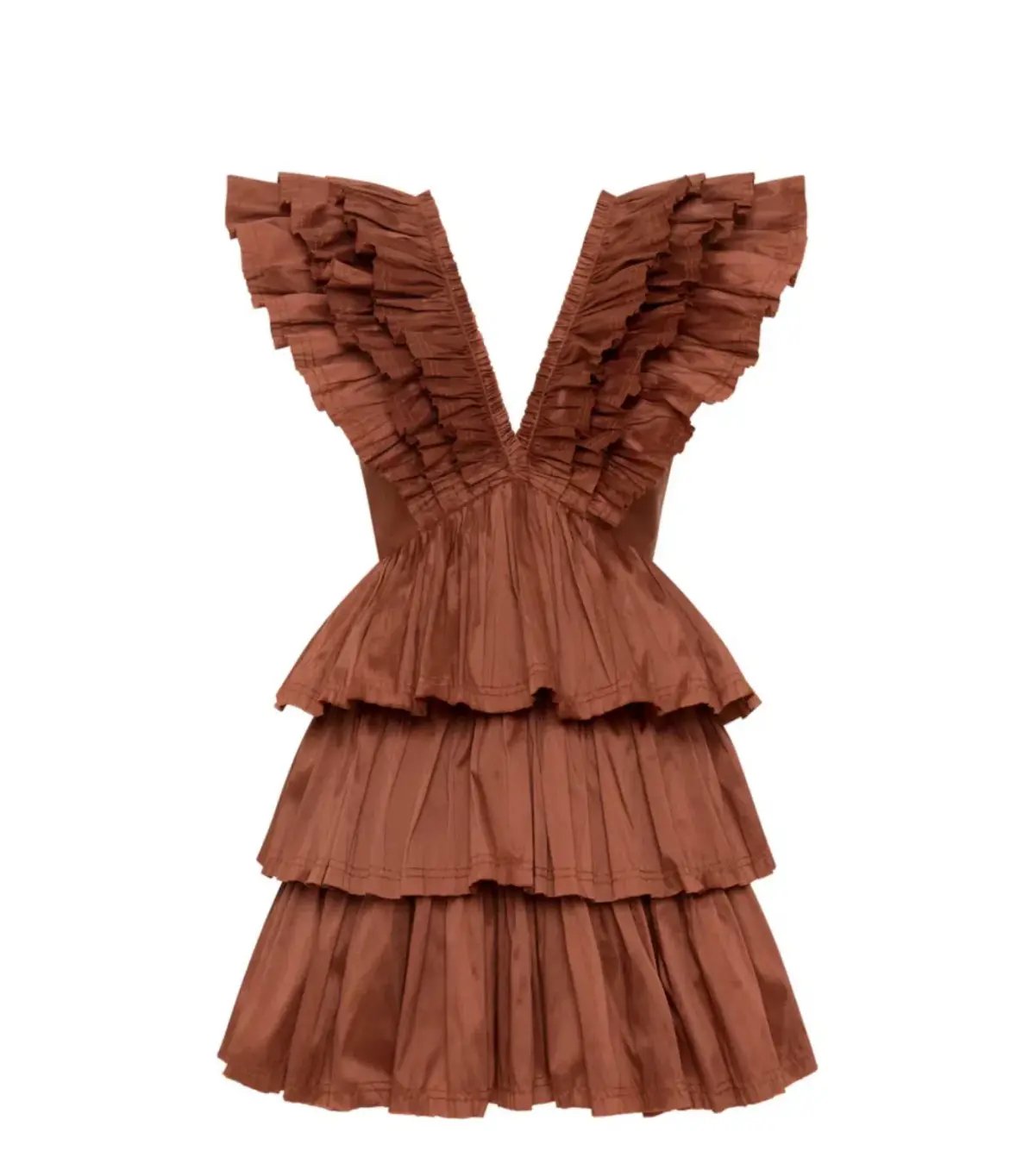 Aje Rythmic Frilled Mini Dress Brown Size AU 8 photo 5