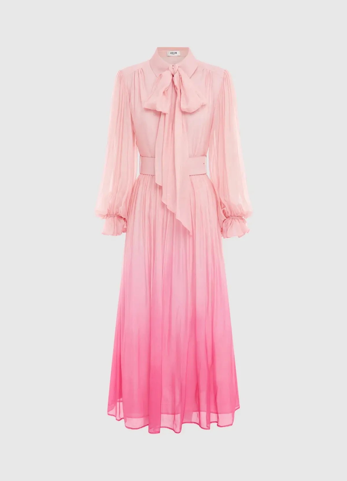 Leo Lin Cassie Tie Neck Midi Dress Ombre Pink Size 16 photo 3