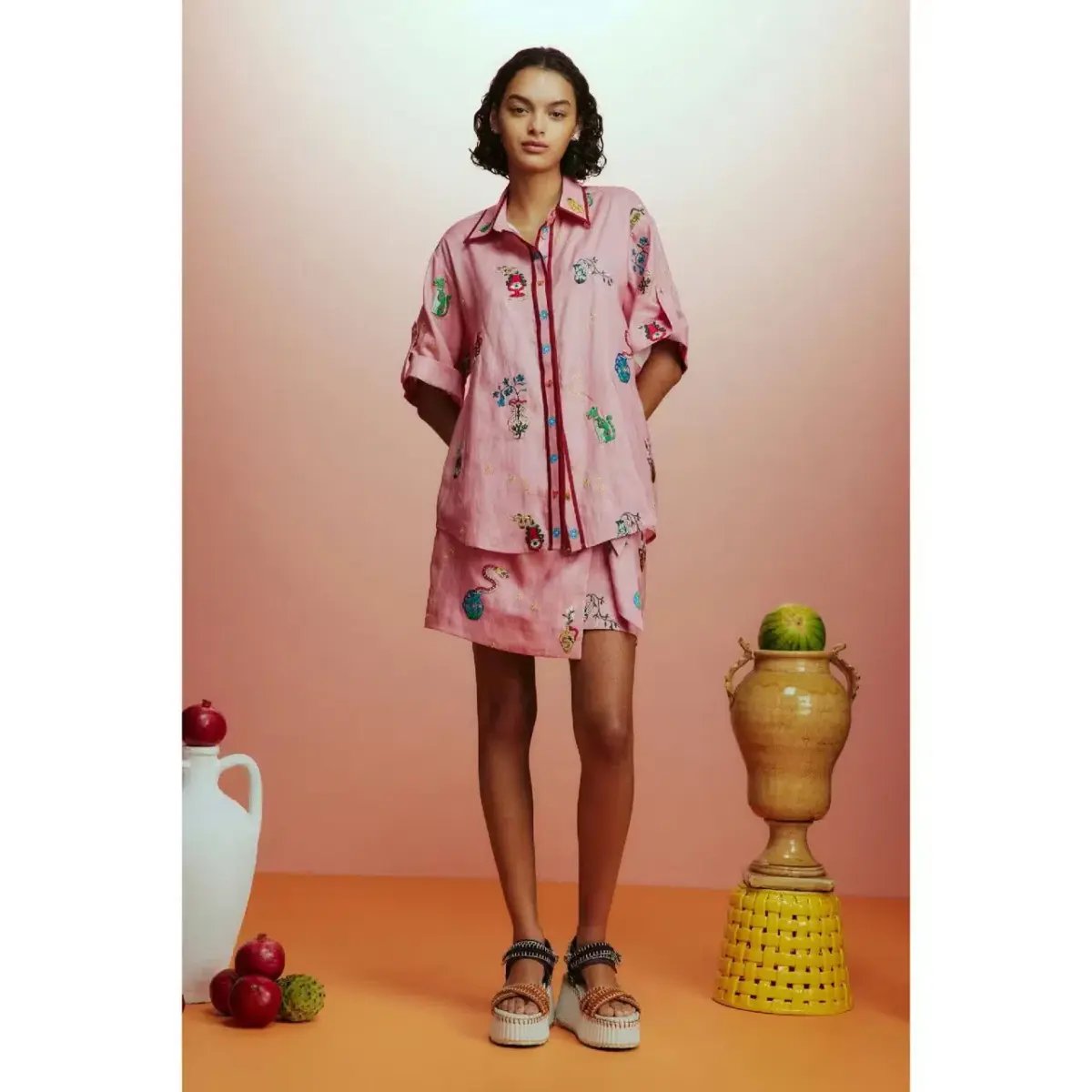 ALEMAIS Timmy Embroidered Shirt & Sarong Skirt Pink Size 10 AU photo 19