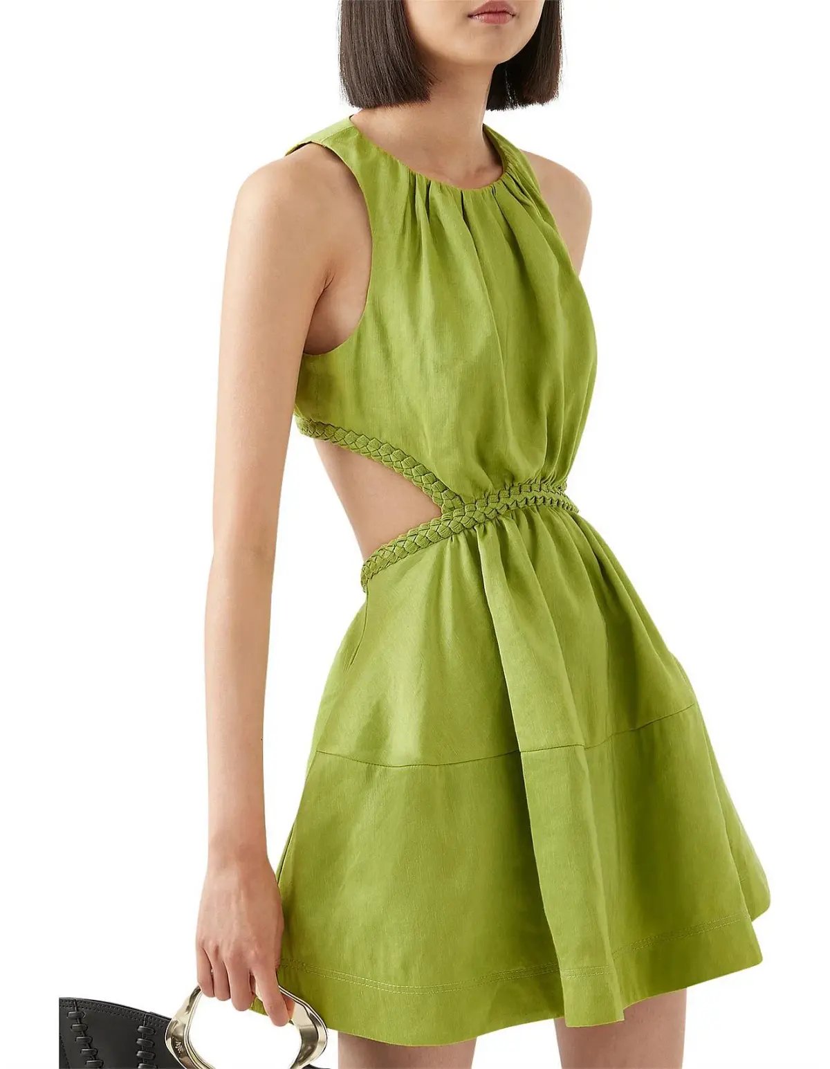 Aje Voyage Braided Cut Out Mini Dress Green Size AU 6 photo 2