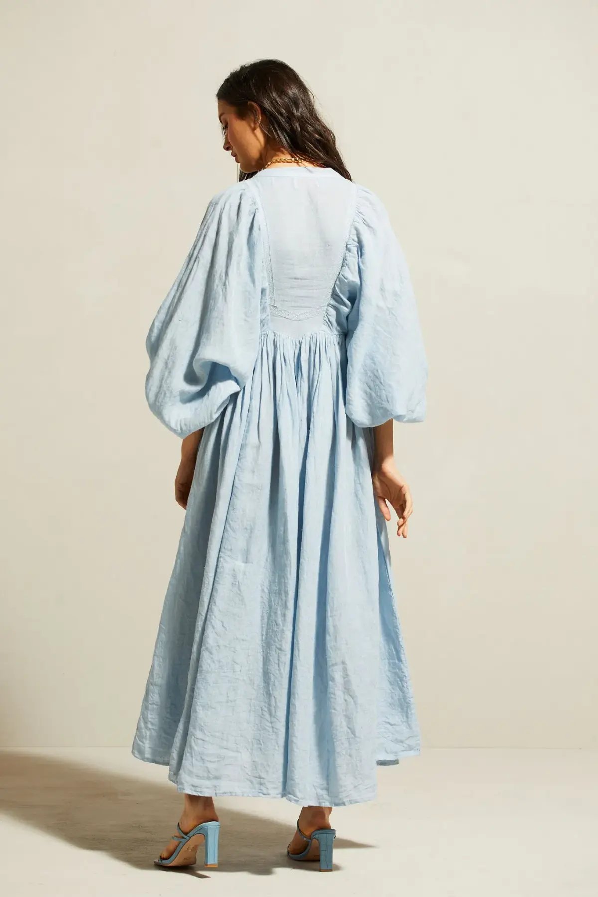 Kinga Csilla Mascali Linen Dress Blue Size 8 photo 3