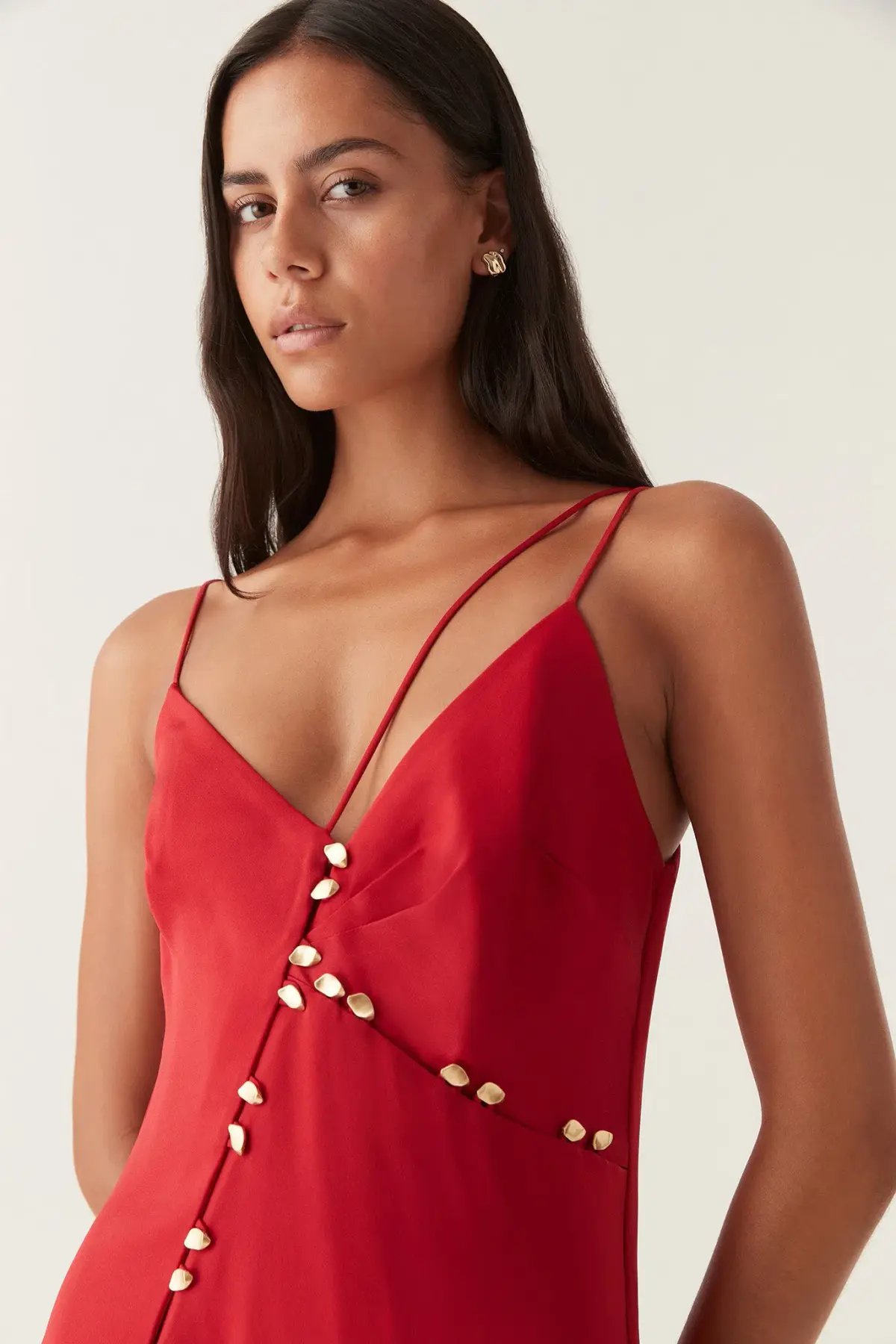 Aje Riddle Button Down Maxi Dress Red Size 12 photo 2