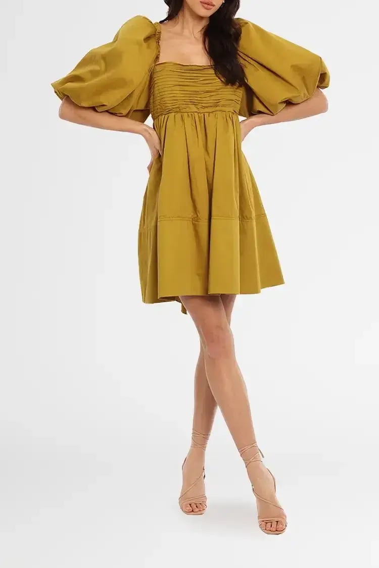 Aje Casabianca Puff Sleeve Mini Dress Olive Green Size 10 photo 2