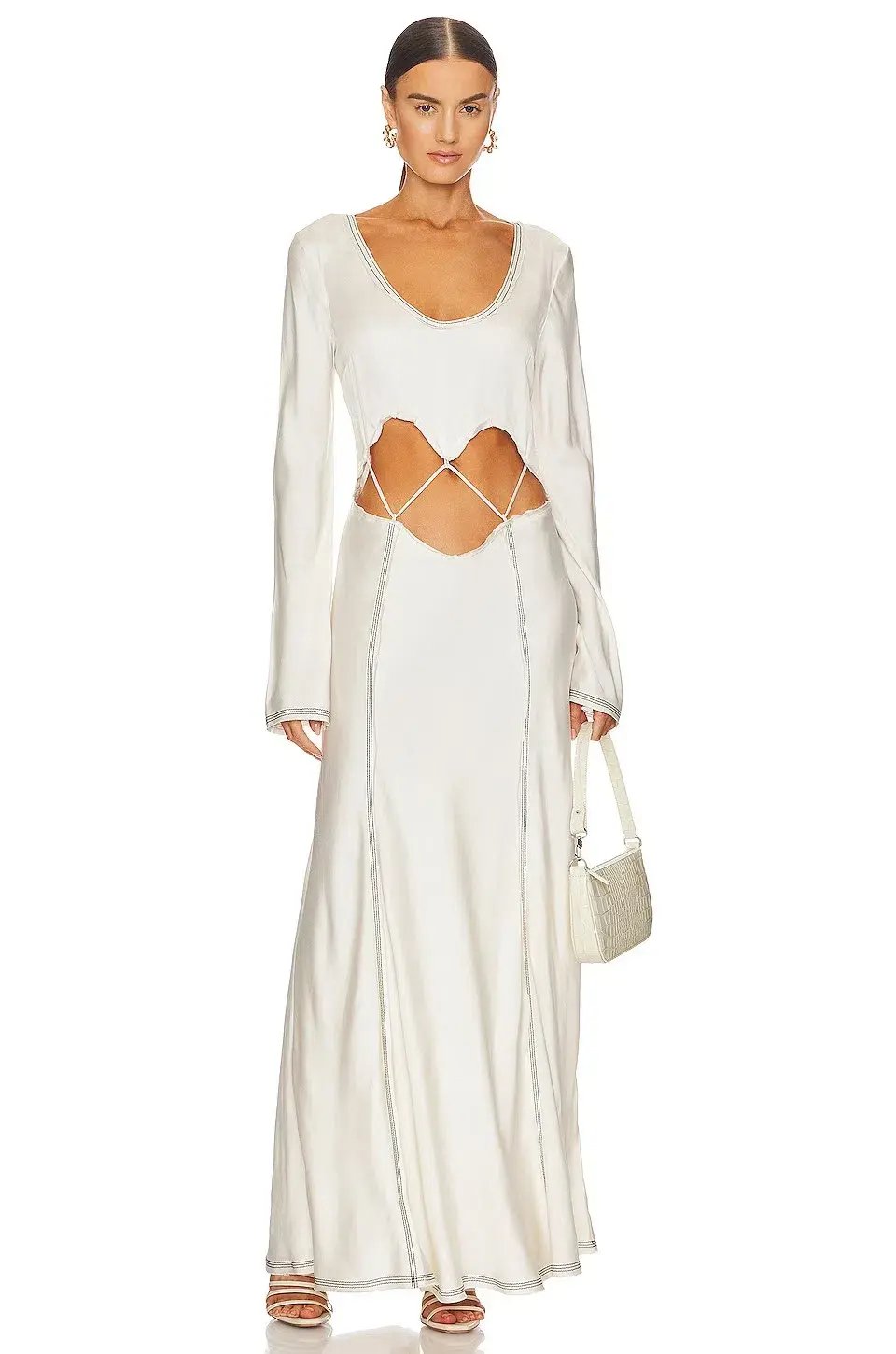 Bec & Bridge Naomi Long Sleeve Cut Out Dress in Ecru Size 8 photo 11