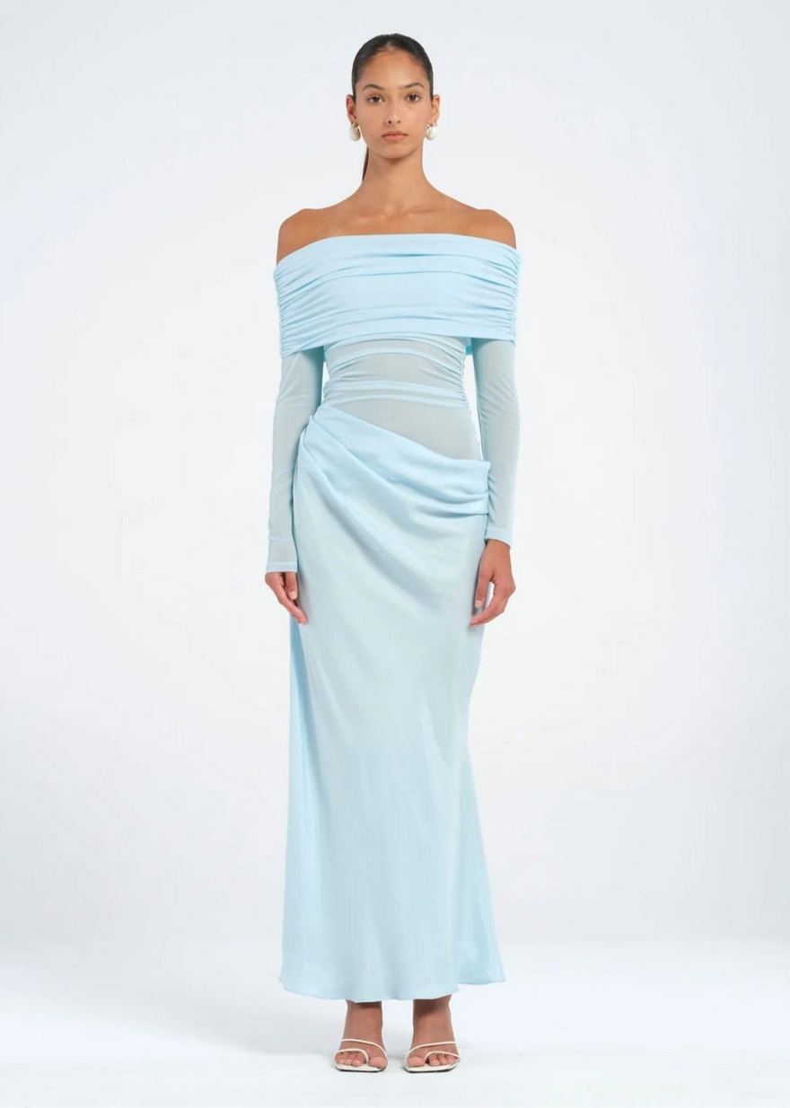 Benni Yasmin Off Shoulder Maxi Dress Baby Blue photo 3