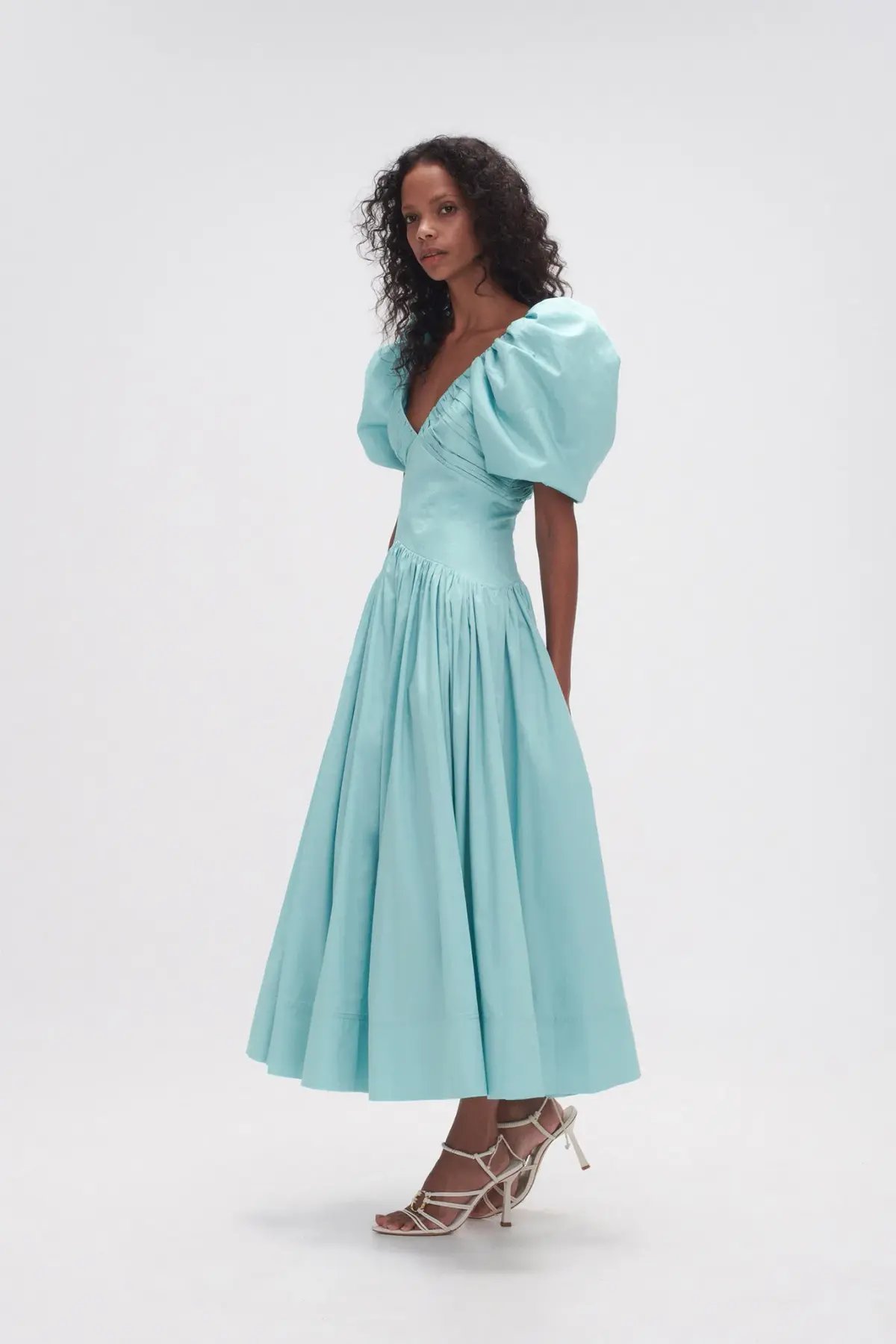 Aje Gabrielle Plunge Midi Dress Spearmint Blue Size 8 photo 2