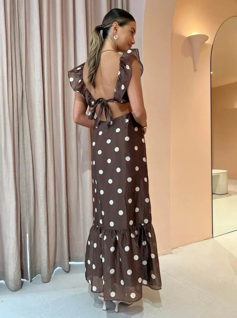 Sir the Label Vivi Frill Dress in Marlon Polka Dot Size 0 / AU 6 photo 3