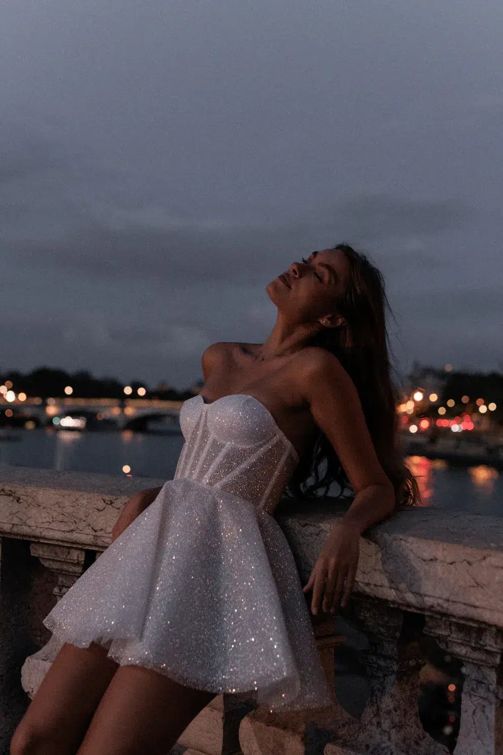 Rosie Etienne Emmelie Bridal Mini Dress Silver White Size 8 photo 4