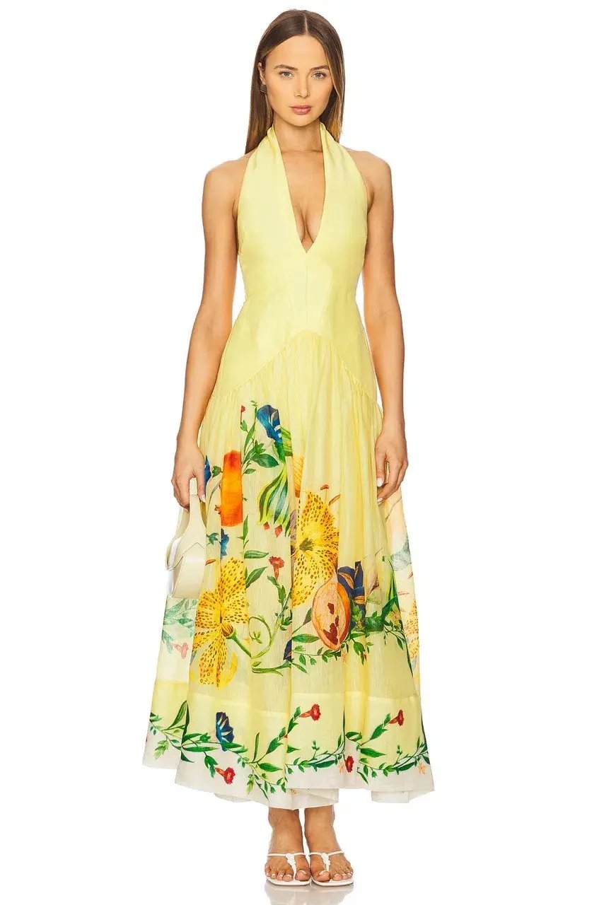 ALEMAIS Dahlia Halter Gown Yellow Size 10 AU photo 17
