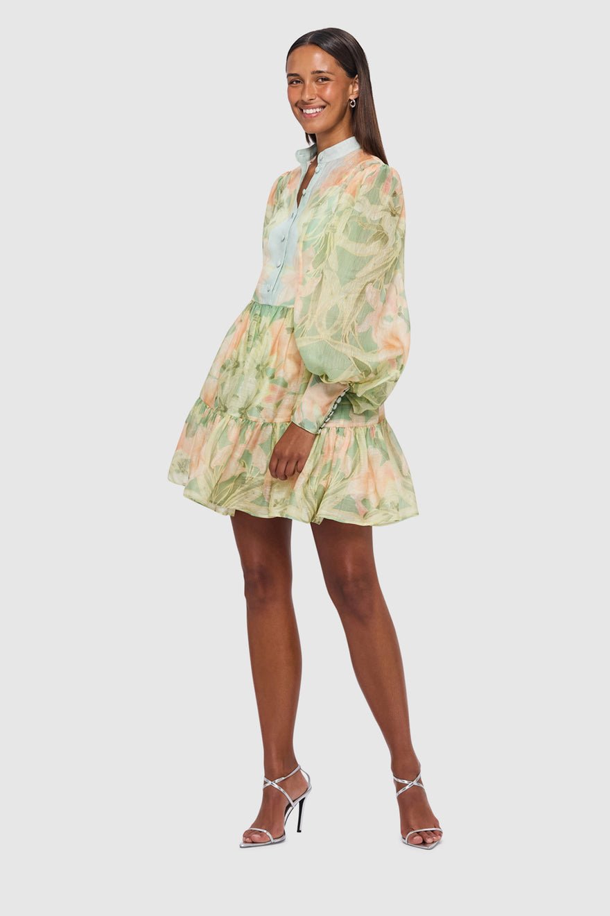 Leo Lin Alexandra Mini Dress - Orient Print in Evergreen photo 3