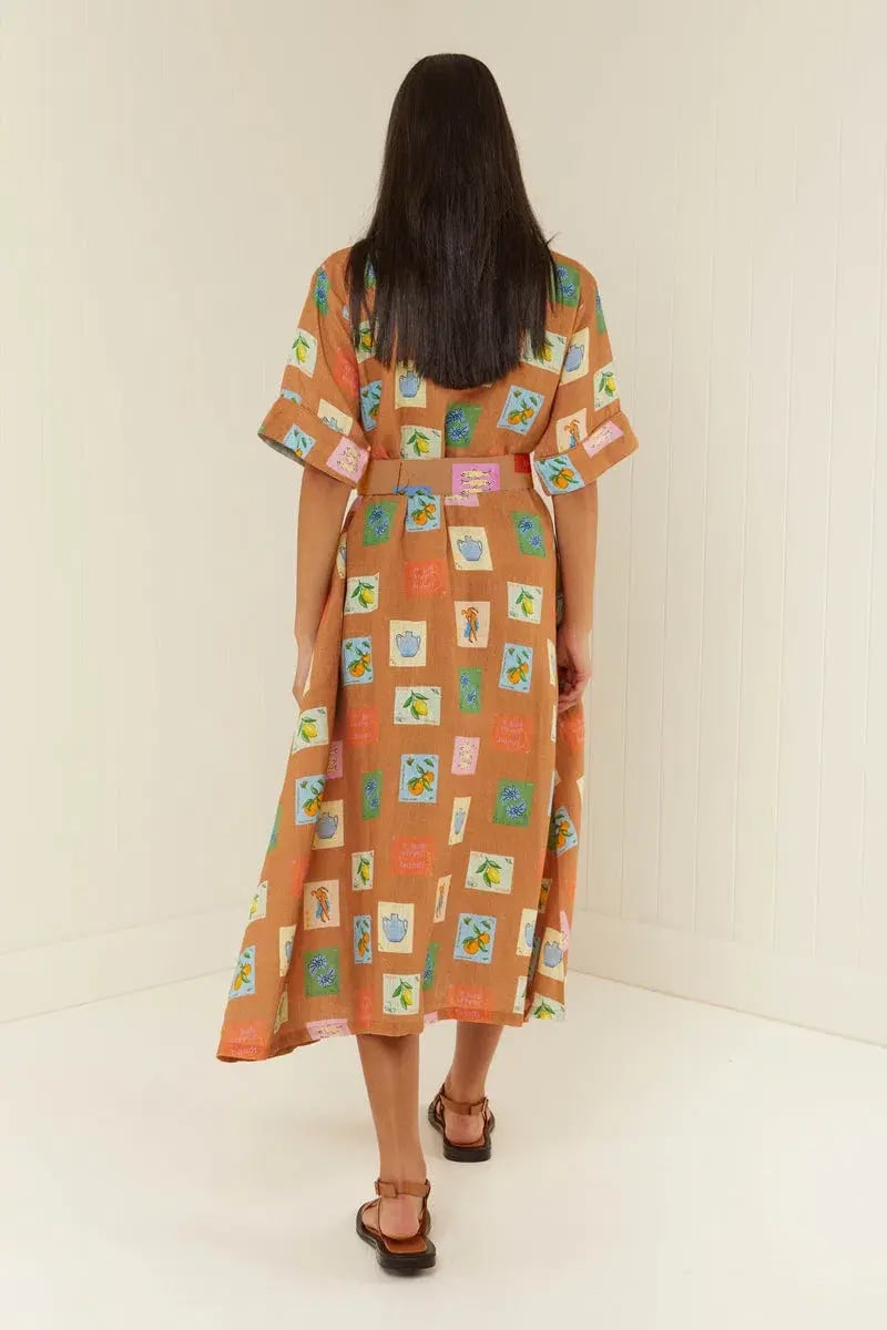 Palm Noosa Souvenir Dress Brown Emblem Size 14 photo 2