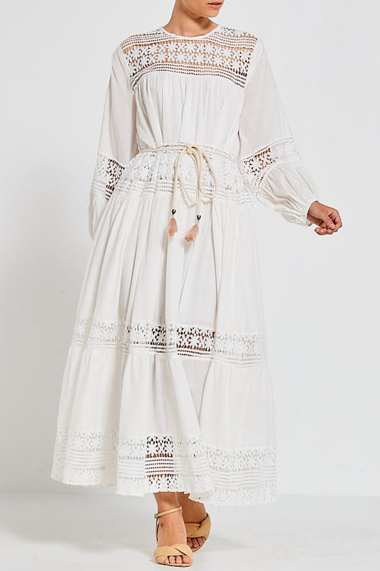 LACE TIERED MAXI DRESS IN CLOUD DANCER – Bohemian Traders photo 2