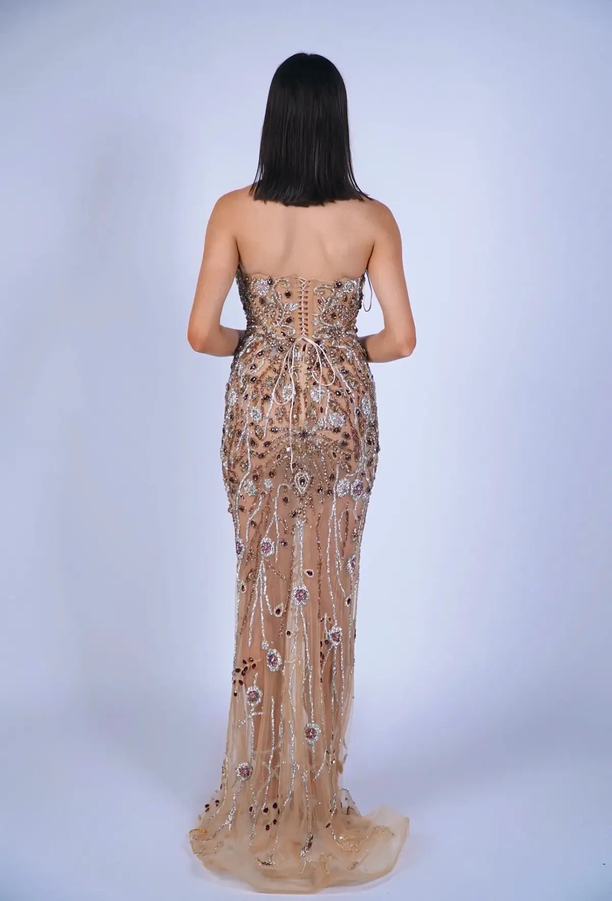 Goddess Exclusive Gold Embellished Gown Gold Size 8 photo 2