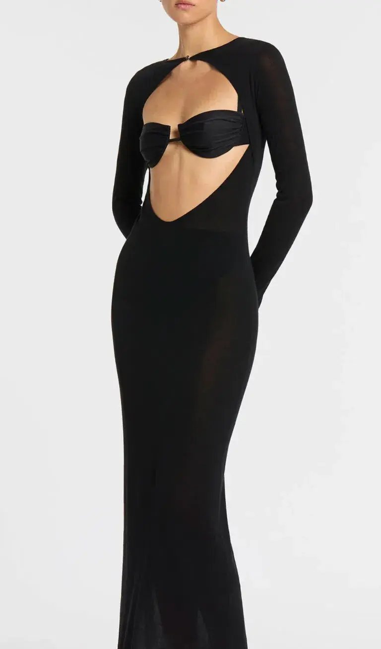 Sir Eva Knit Midi Dress Black Size 8 photo 2