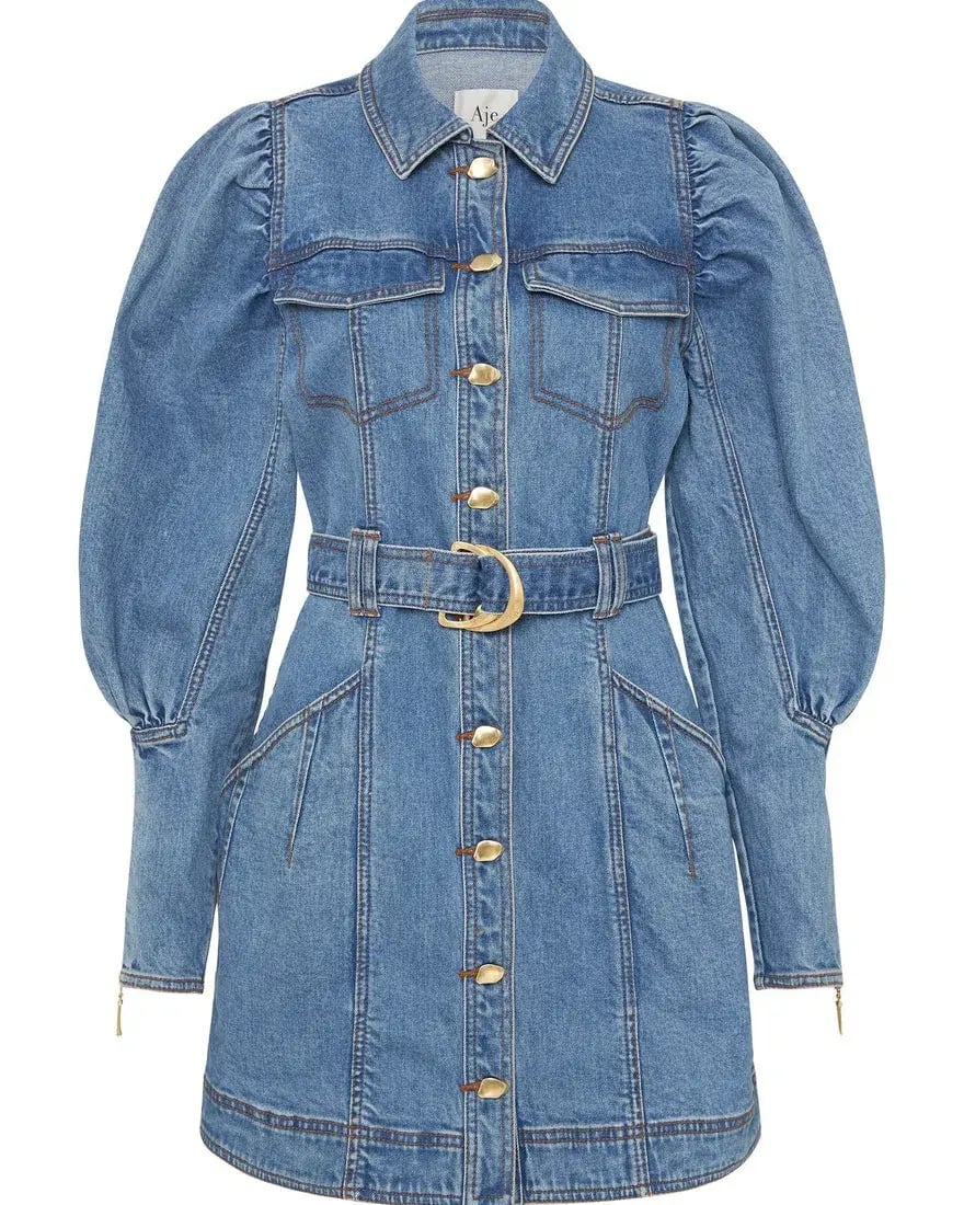 Aje Dione Long Sleeved Denim Mini Dress Blue Size 6 photo 4