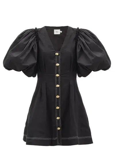 Aje Quietude Puff-Sleeved Mini Dress Black Size 6 photo 5
