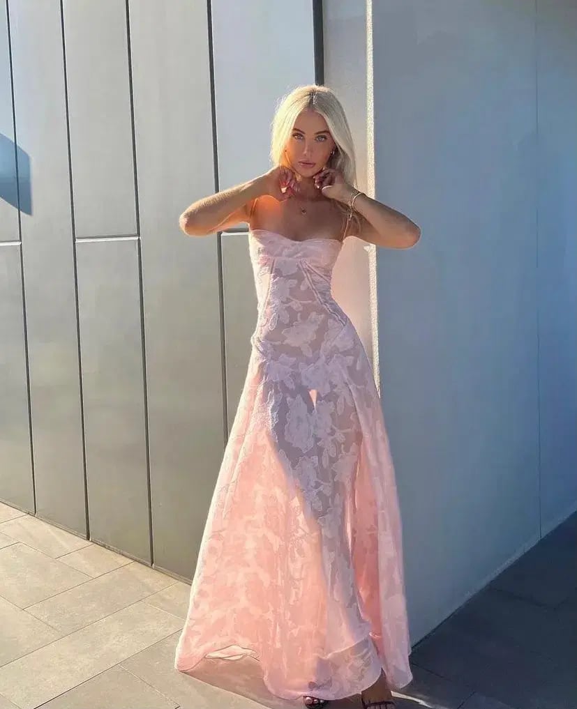House of CB Seren Floral Lace Back Maxi Dress Blush Size S / AU 8 photo 3