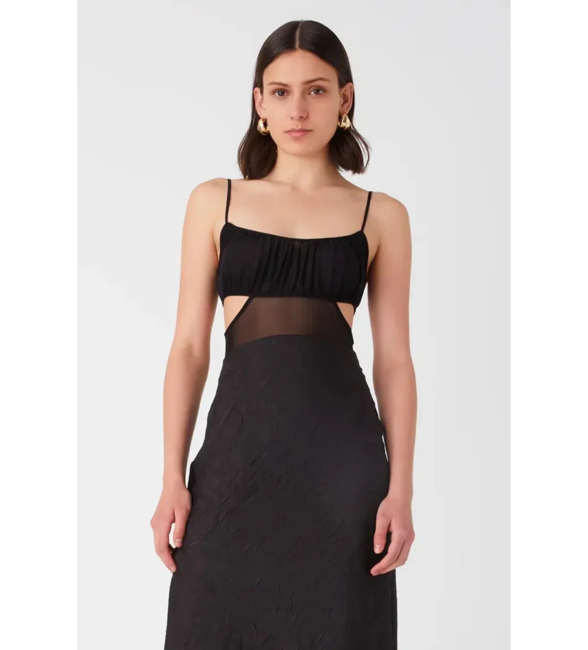 Misha Rebecca Satin Maxi Dress Black Size 10 photo 2