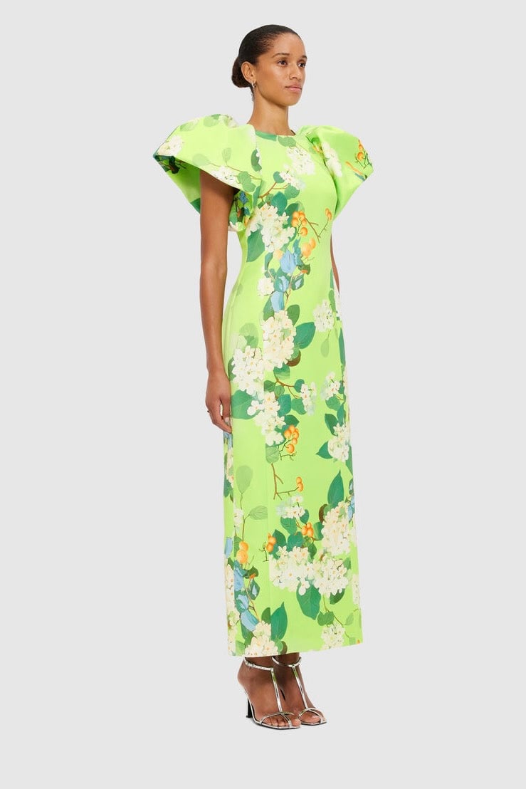 LEO LIN LUCINDA PRINTED MAXI DRESS - HYDRANGEA IN LIME photo 2