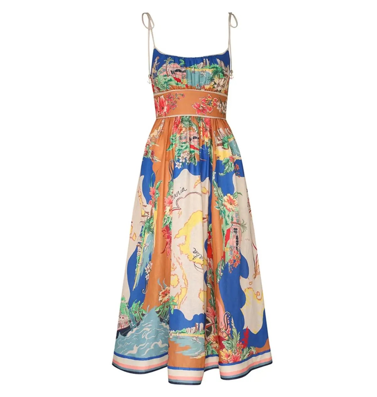 Zimmermann Alight Picnic Midi Dress Nautical Map Print  Size 2 / AU 12 photo 4
