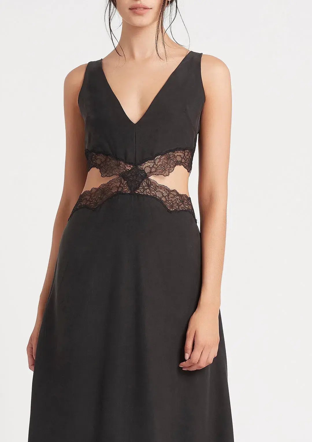 Sir the Label Alma Silk Cut Out Dress Black Size 3 / AU 12 photo 5