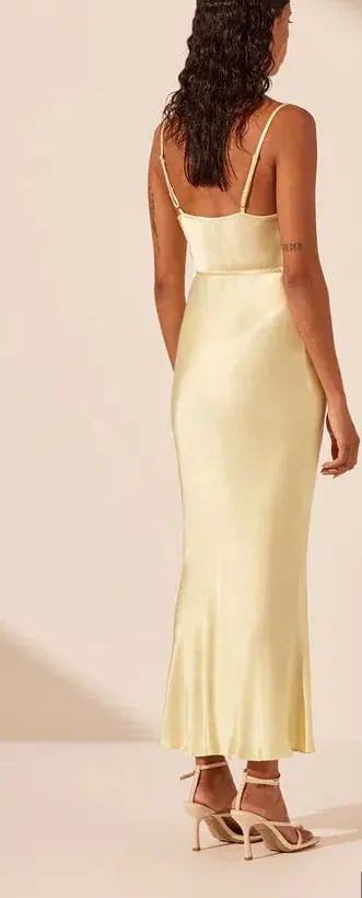 La Lune Bias Cowl Midi Dress Lemon Size 10 photo 5