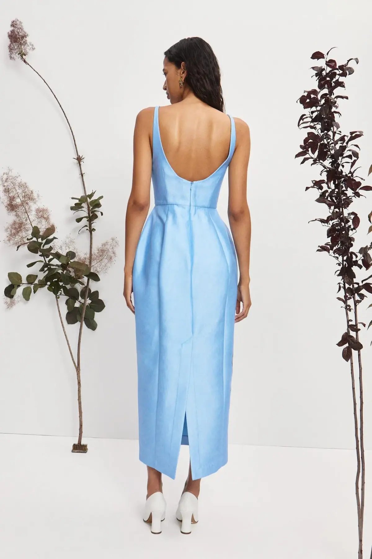Alemais Donata Taffeta Midi Gown Sky Blue Floral Print Size AU 12 photo 3