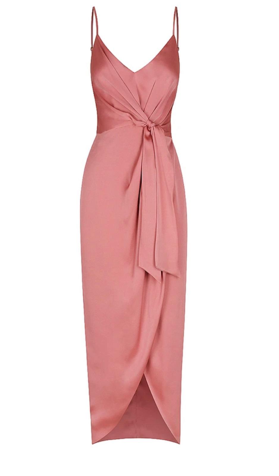 Shona Joy Luxe Tie Front Cocktail Dress Pink - Size 12 photo 2