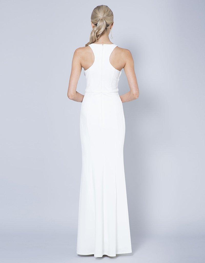 Bariano Gem Racerback Crepe Gown white Size 6 photo 3