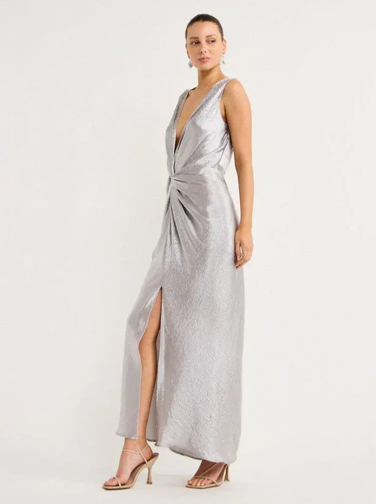 One Fell Swoop Gaia Dress Maxi Silver Size AU 10 photo 3