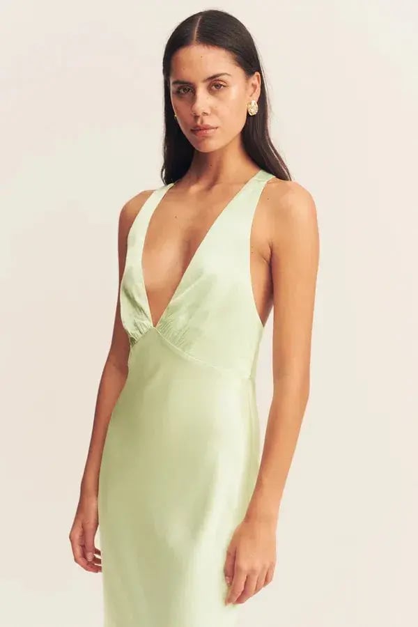 Shona Joy La Lune Plunged Cross Back Midi Dress Lime Size 10 photo 5
