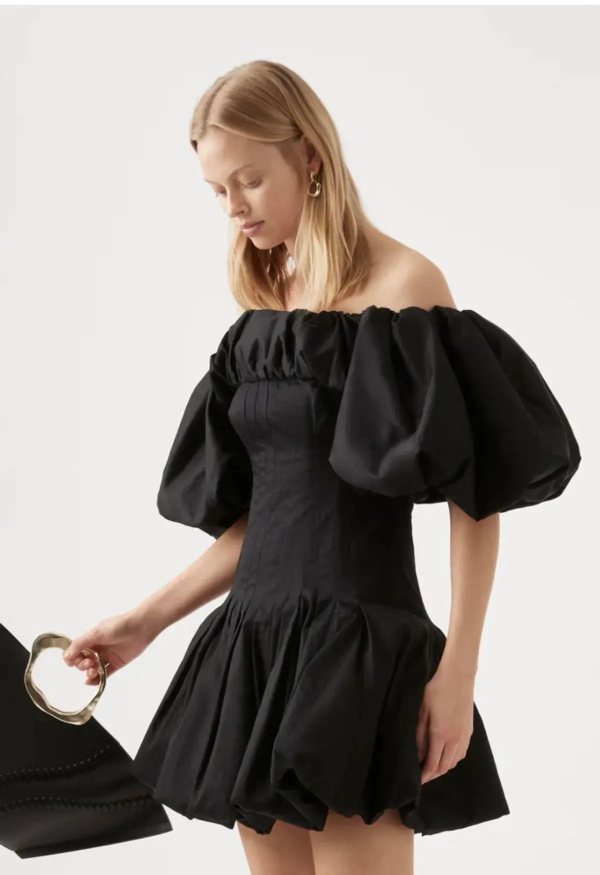 Aje Arles Off the Shoulder Mini Dress Black Size AU 8 photo 3
