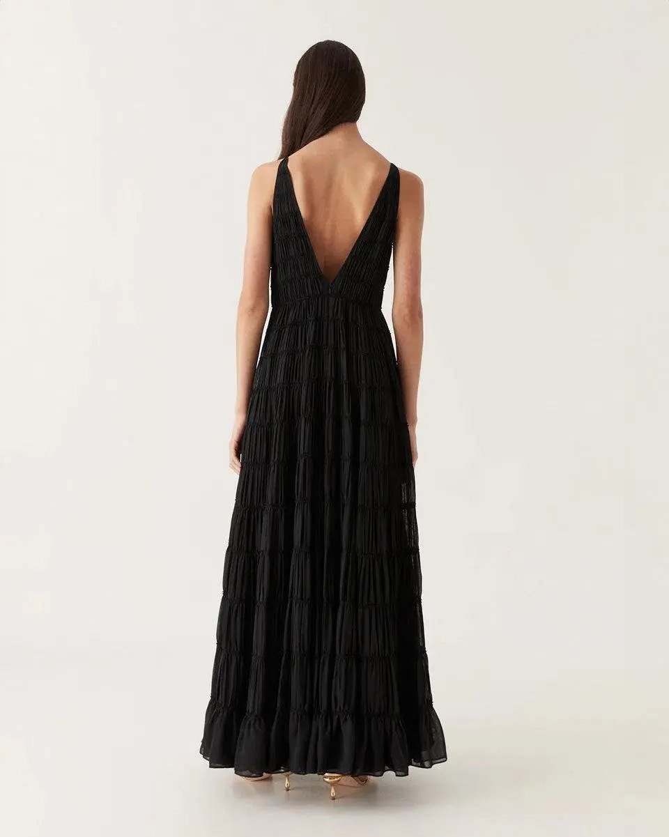 Aje Rosewood Ruched Maxi Dress Black Size 16 photo 9