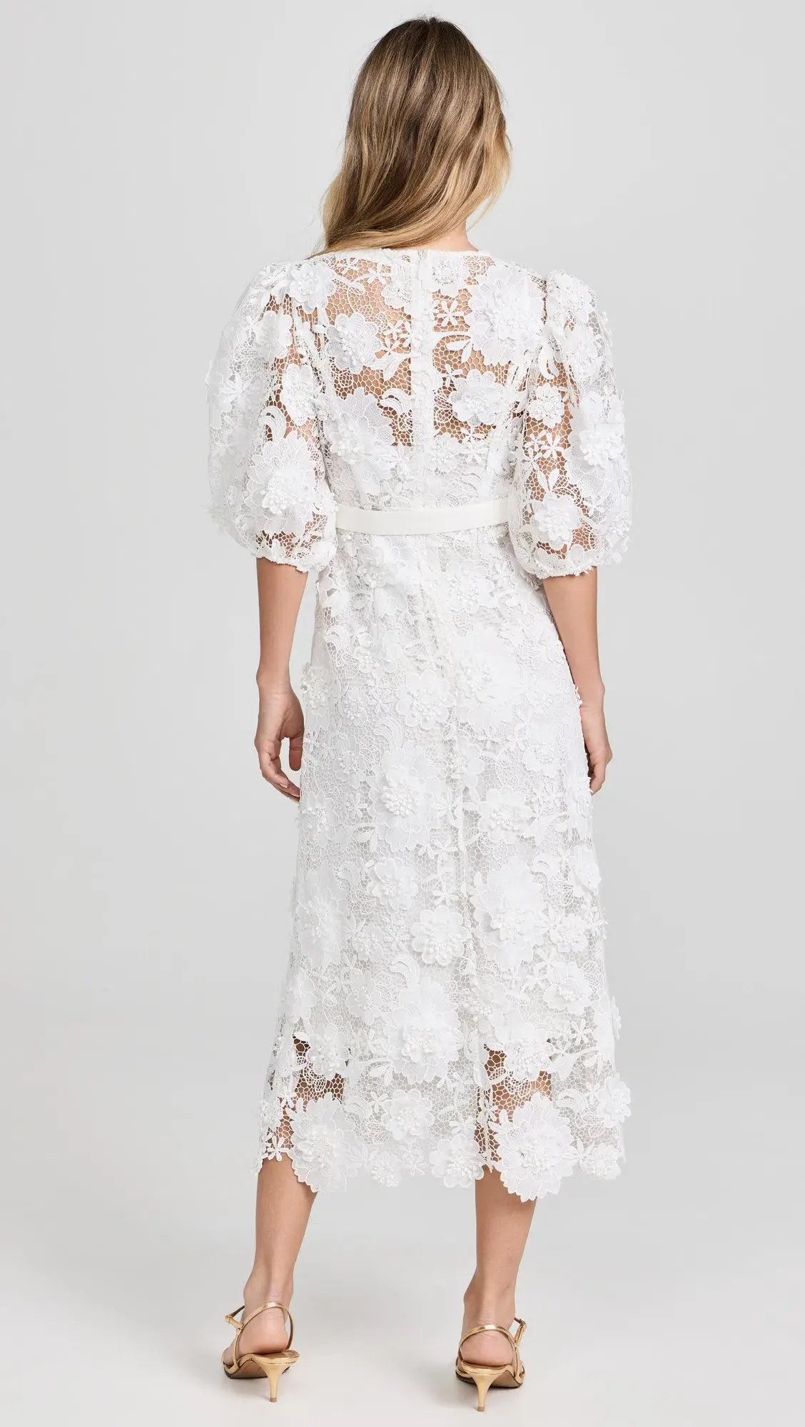 Zimmermann The Halliday Lace Flower Midi Dress in Ivory Size 1 / AU 10 photo 3