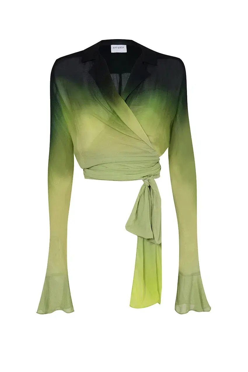 Rat & Boa Cypress Shirt and Skirt Set Dip-dyed Green Size XS/S photo 4