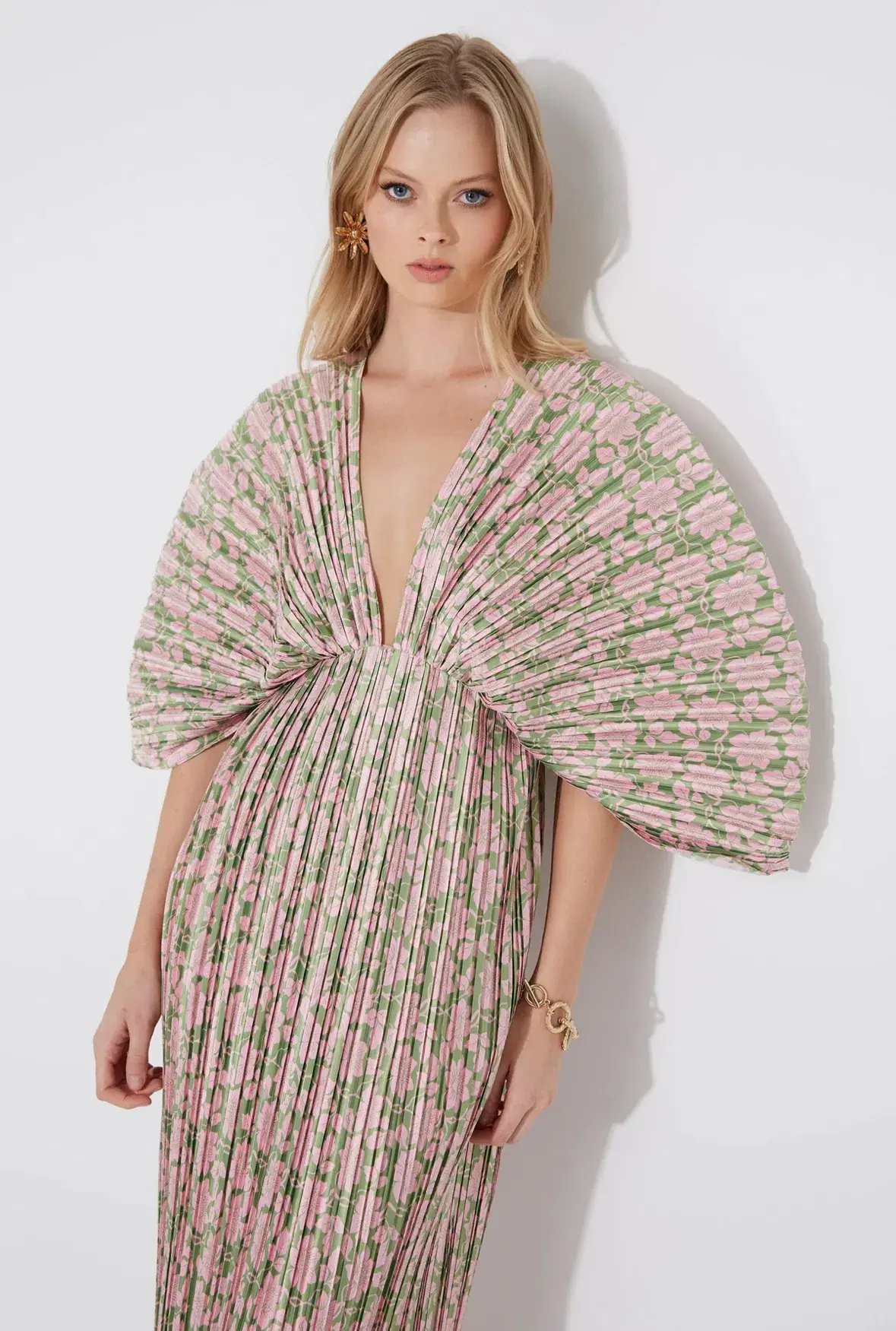 Sonya Moda Gianna Forever Dress Olive Pink Floral Size 8 photo 2