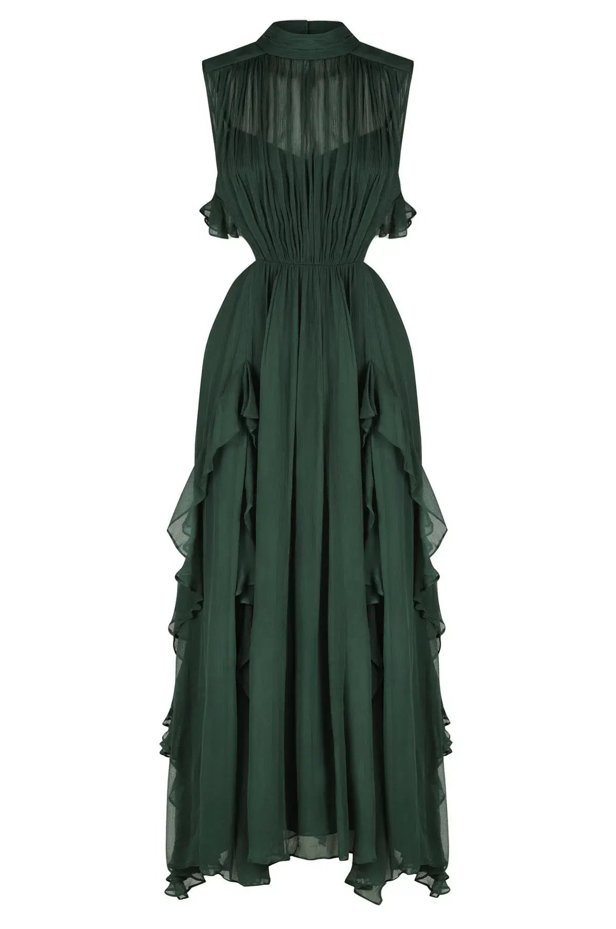 Shona Joy Leonie Backless Frill Maxi Dress Rosemary Green Size 6 photo 4