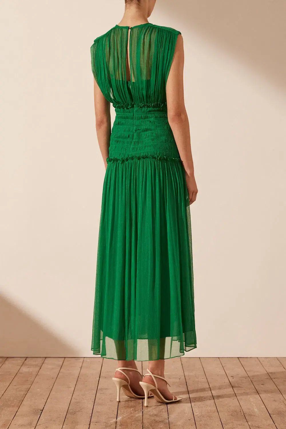 Shona Joy Malina Round Neck Midi Dress Tree Green Size 12 photo 2