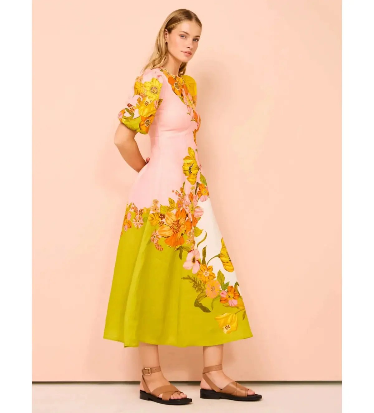 Alemais Silas Midi Dress In Floral Size AU 8 photo 3