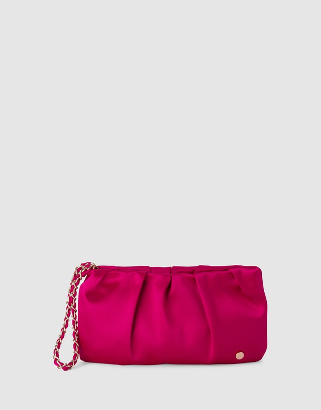 Olga Berg Danni Pleated Satin Clutch photo 4