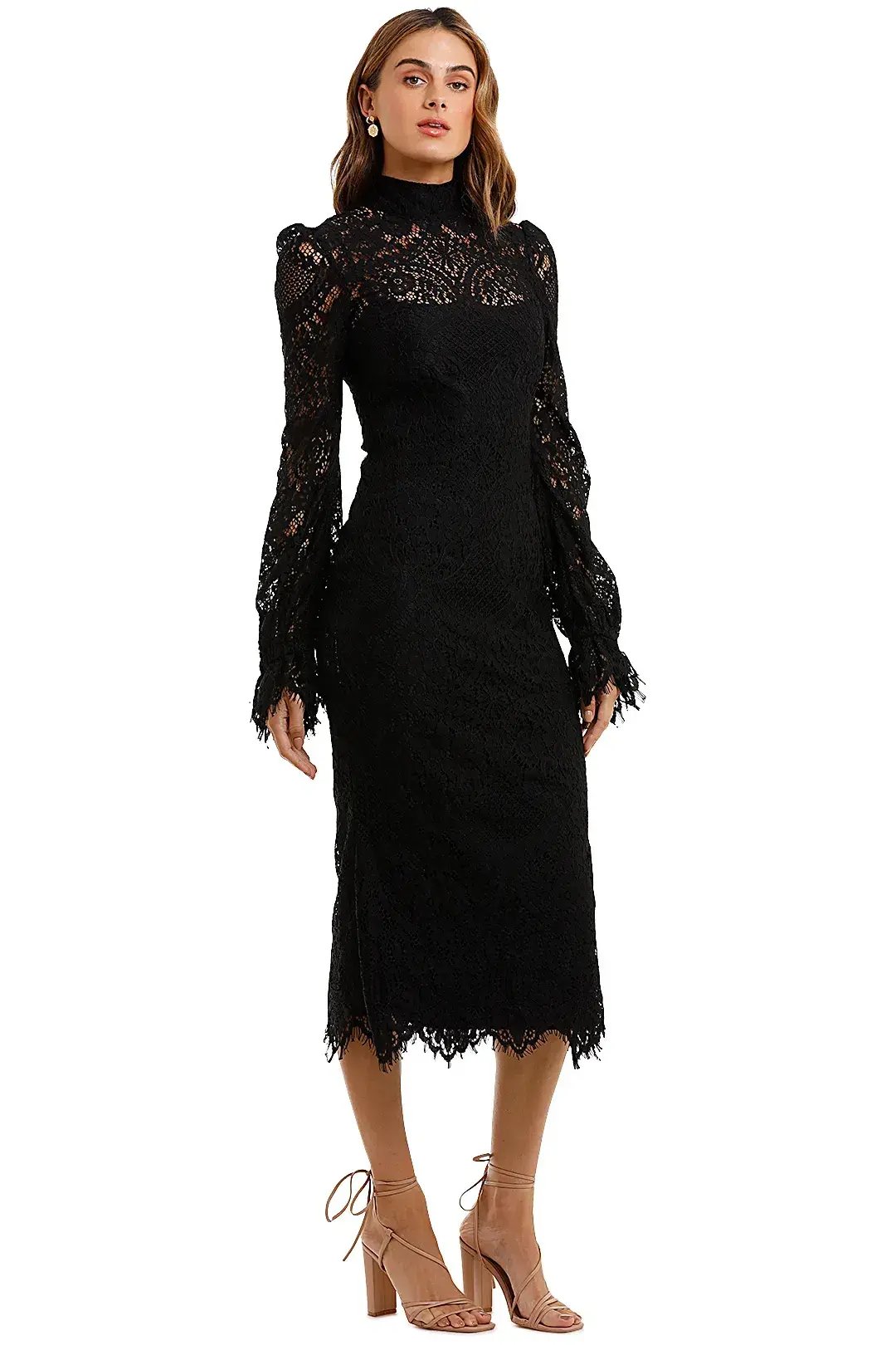 Wandering Lace Midi Dress Black Size 8 photo 2