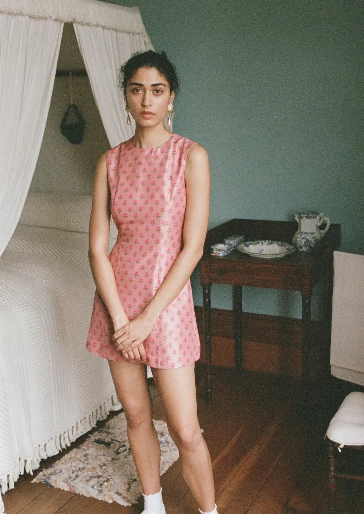 Lovaan Harper Rose Dress Silk Tiny Rose Print Size 8 photo 2