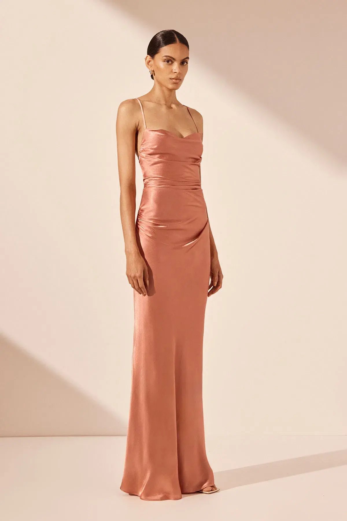 Shona Joy La Lune Lace Back Maxi Dress Antique Rose Size 8 photo 2