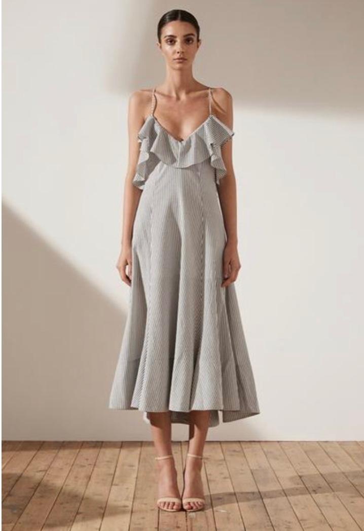 Sabbia ruffle midi dress in charcoal photo 4