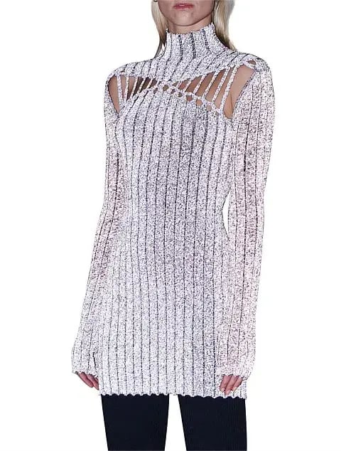 Dion Lee X Braid Light Reflective Mini Dress Black Size 6 photo 2