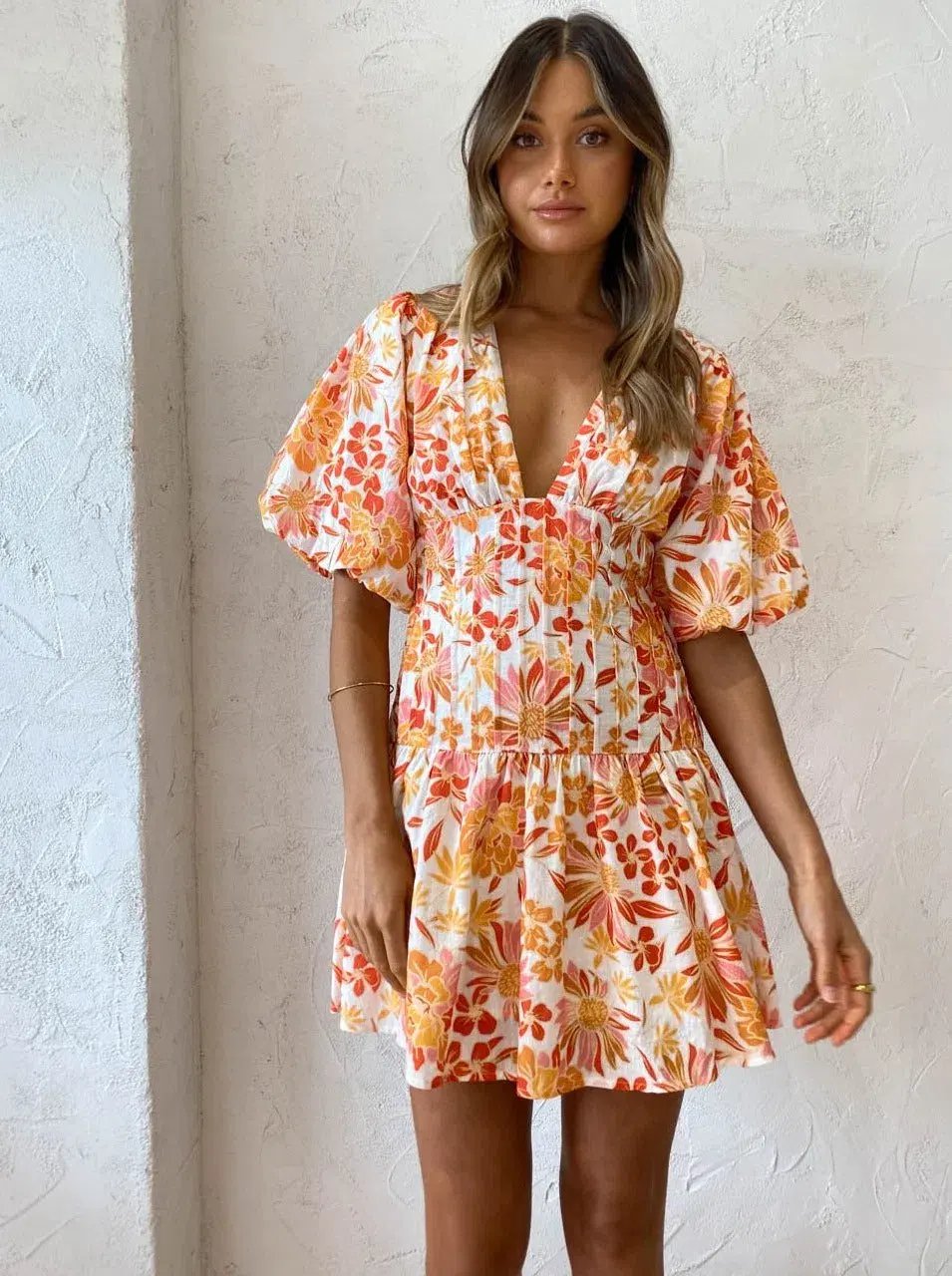 By Nicola Fiesta Stitch Waist Mini Dress in Holiday Floret Print Size 12 photo 3